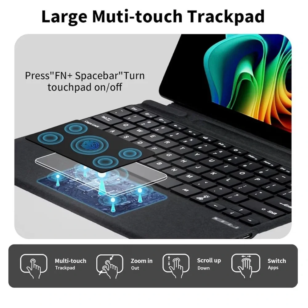 Black Multi-Touch Trackpad Keyboard for Tablets